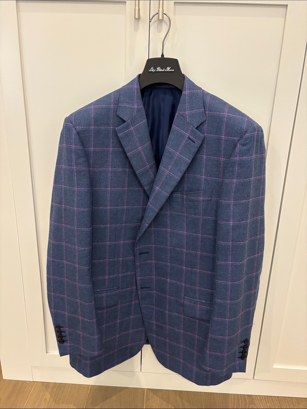 Canali Blue Blazer with Pink Windowpane
